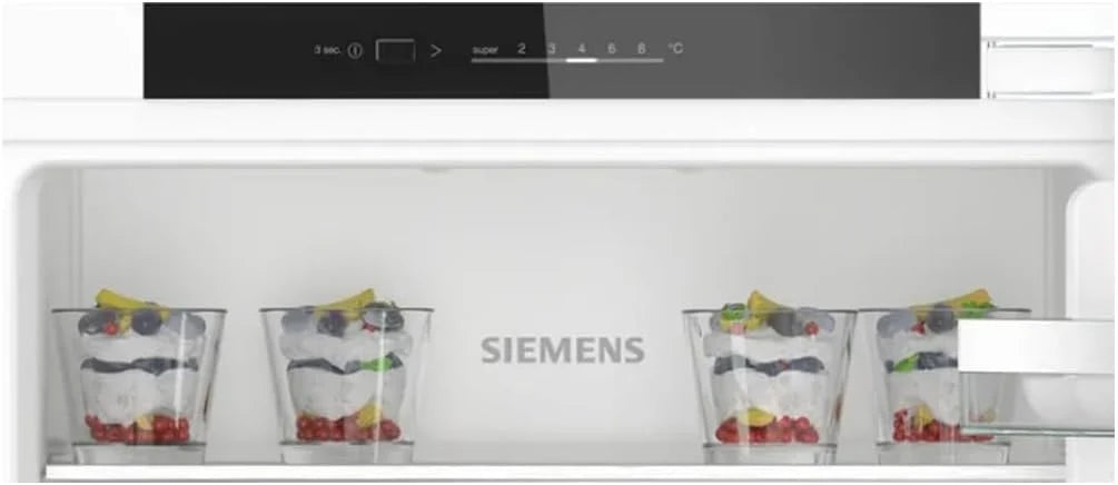 Siemens KI41RVFE0 iQ300 lodówka do zabudowy, wnęka 122,5 x 56 cm, płaski zawias, 204 l, oświetlenie LED, równomierne oświetlenie, freshBox do chrupiących owoców i warzyw