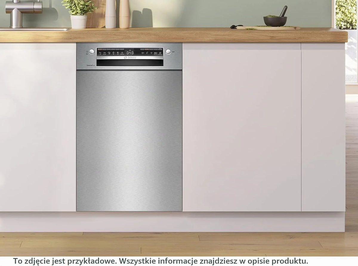 Bosch SPU4HMS10E, seria 4, inteligentna zmywarka do naczyń 45 cm, szuflada na sztućce, ekstra suszenie, SpeedPerfect Plus, higieniczne czyszczenie, asystent programowy, górny kosz z regulacją