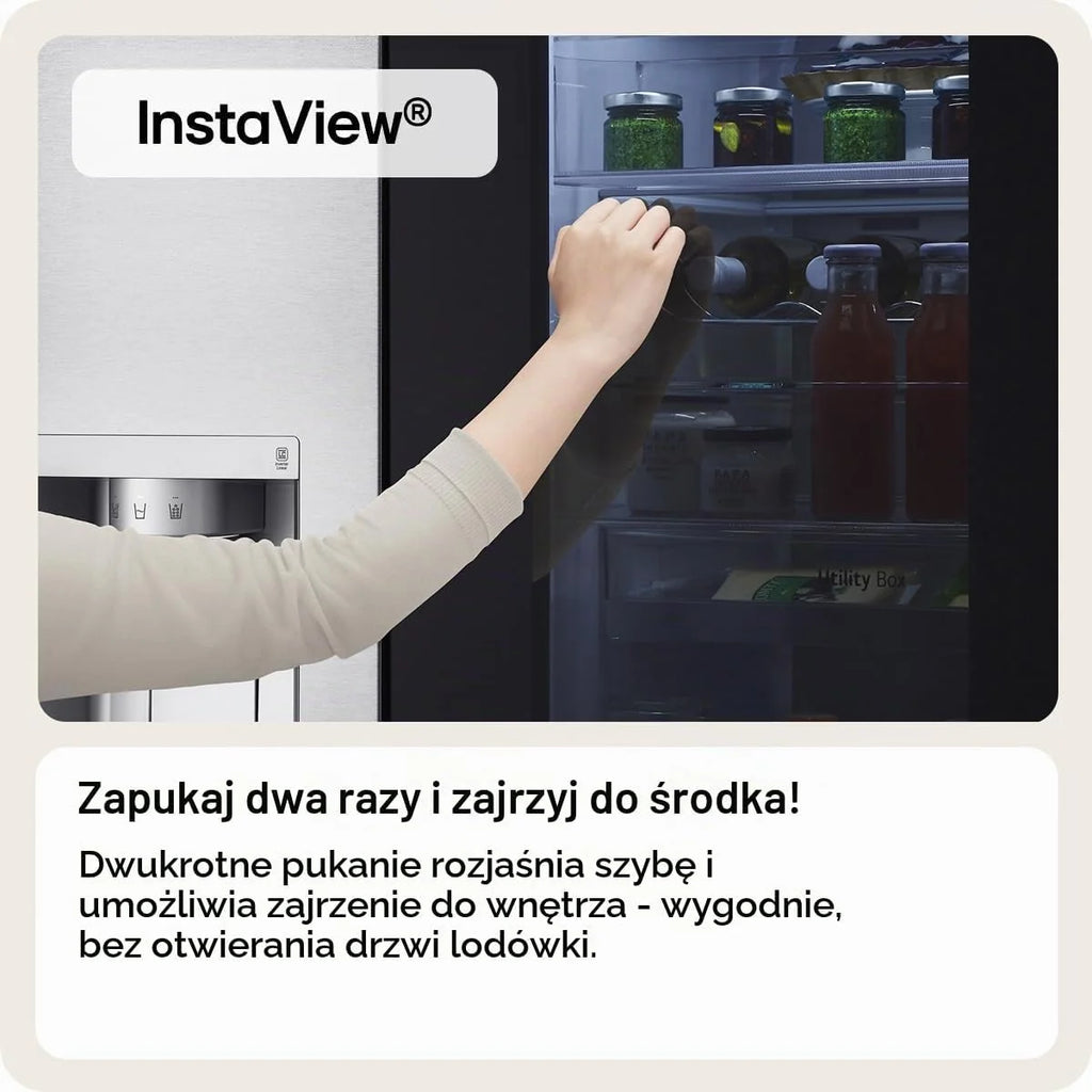 LG GSXE90MBDD Side by Side lodówka z InstaView Craft Ice | Door in Door in Door | Crushed Ice i dozownik wody EEK: klasa D | pojemność 628 litrów | przyłącze stałe | Total No Frost