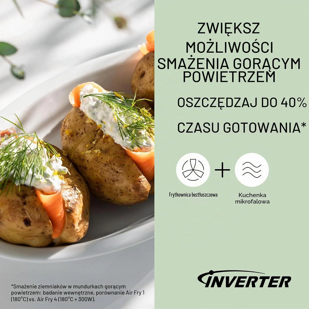 Panasonic NN-CT56RBEPG 27 l kuchenka mikrofalowa kombi 4 w 1 z Airfryer, inwerter 1000 W, 19 automatycznych programów, grill konwekcyjny, oszczędność miejsca, smukła konstrukcja, czarna