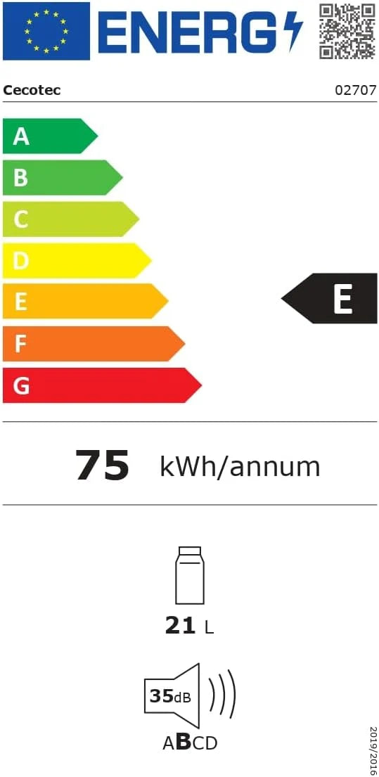 Cecotec Grandsommelier 8 butelek Bolero 830 coolcrystal, chłodzenie termoelektryczne, regulacja temperatury w zakresie 8-18°C, sterowanie dotykowe i wyświetlacz, wewnętrzna dioda LED, nieszkodliwy gaz