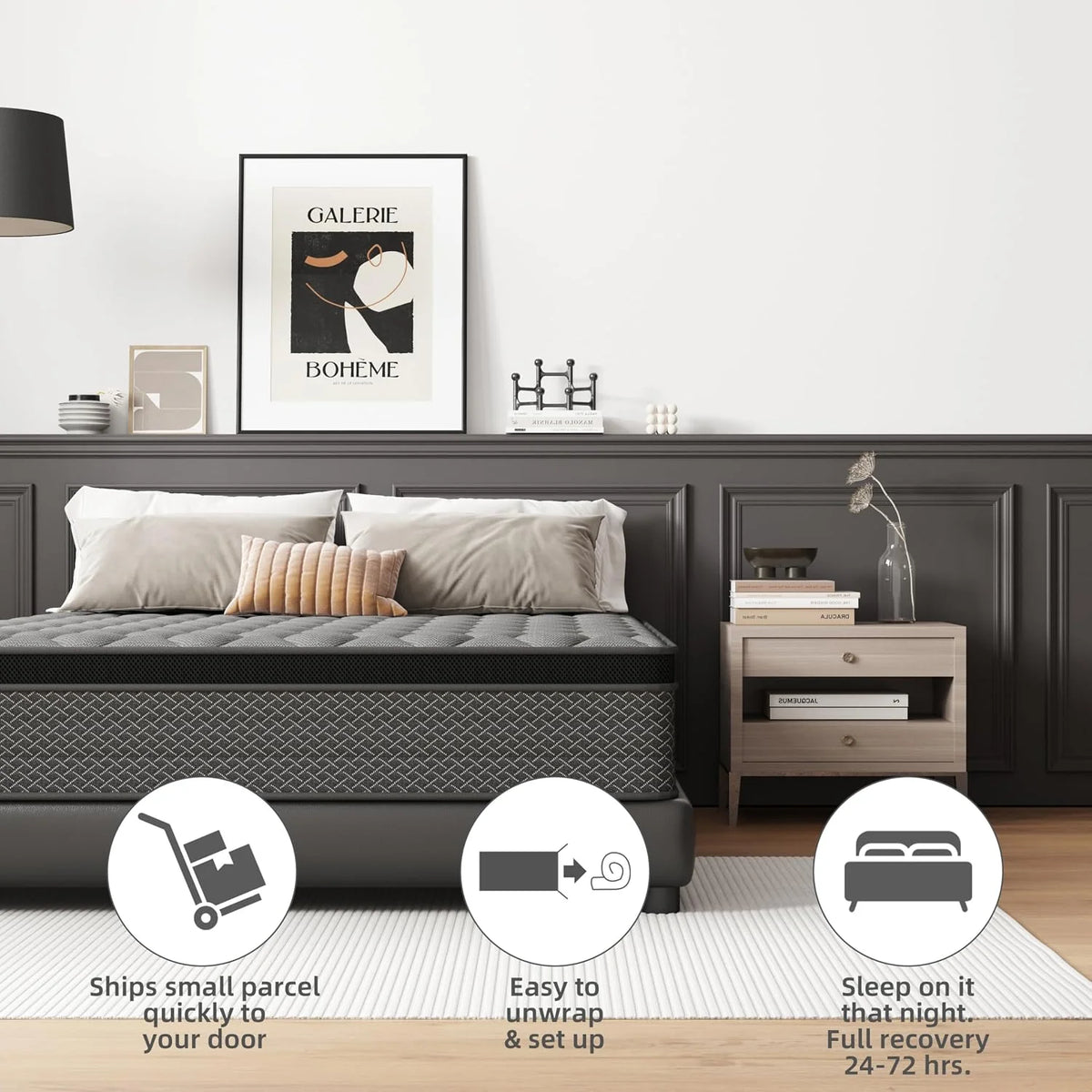 materac boxspringowy, 140 x 200 cm, stopień twardości H3, odpowiedni dla dzieci i dorosłych, certyfikat Öko-Tex, ergonomiczny materac 7-strefowy, wysokość 20 cm