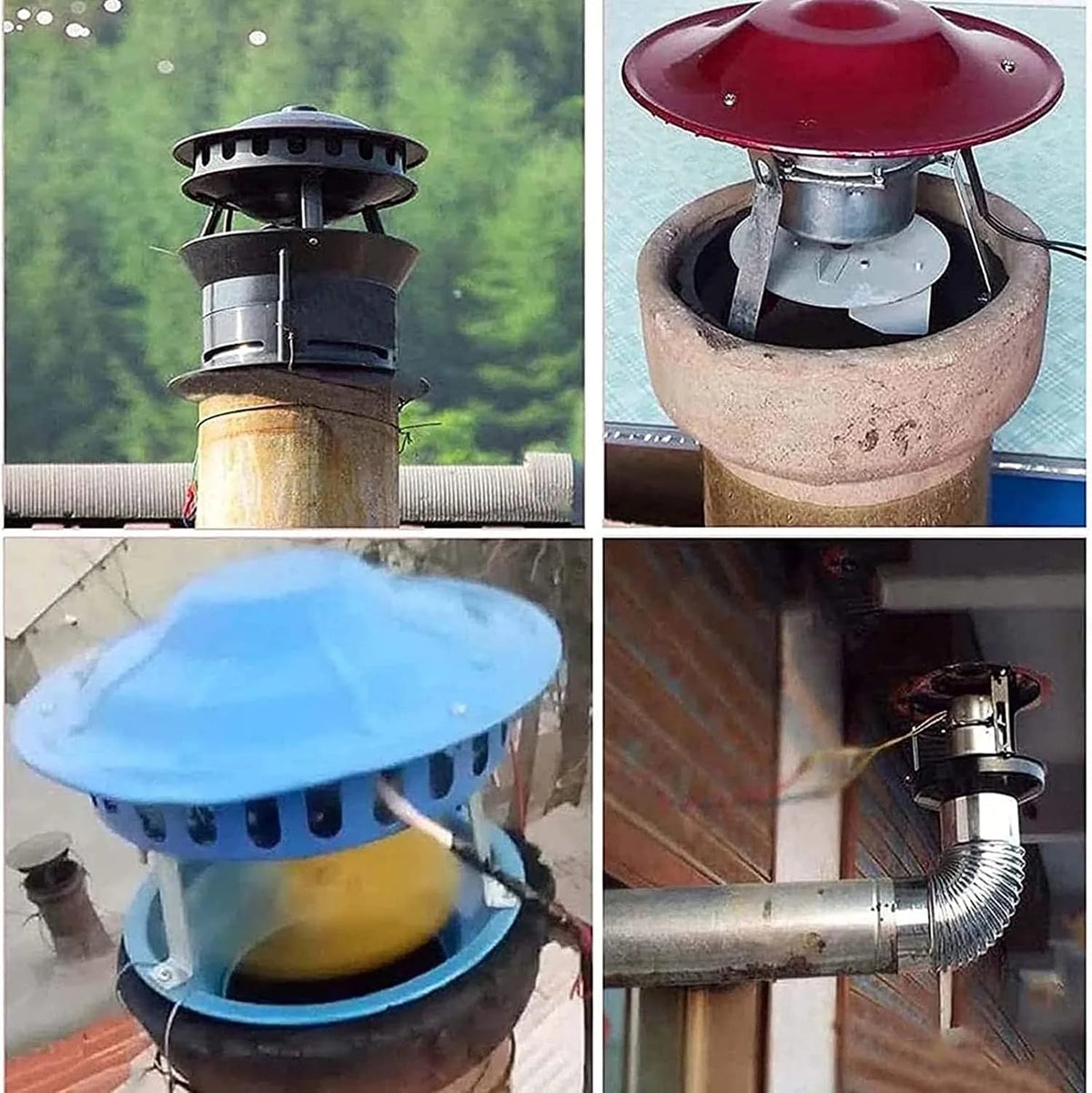Wentylator kominkowy, wentylator kominowy, 60 W/80 W, 7-elementowy wyciąg dymu kominowego, wentylator wyciągowy kominkowy, wentylator spalinowy, induktor ciągu kominowego, wentylat