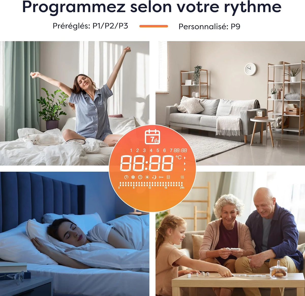 CIARRA CBHT15E bezwładnościowy grzejnik ceramiczny 1500 W - WiFi Inteligentne ogrzewanie elektryczne z PID, wykrywanie okien, programowanie tygodniowe i blokada dla dzieci