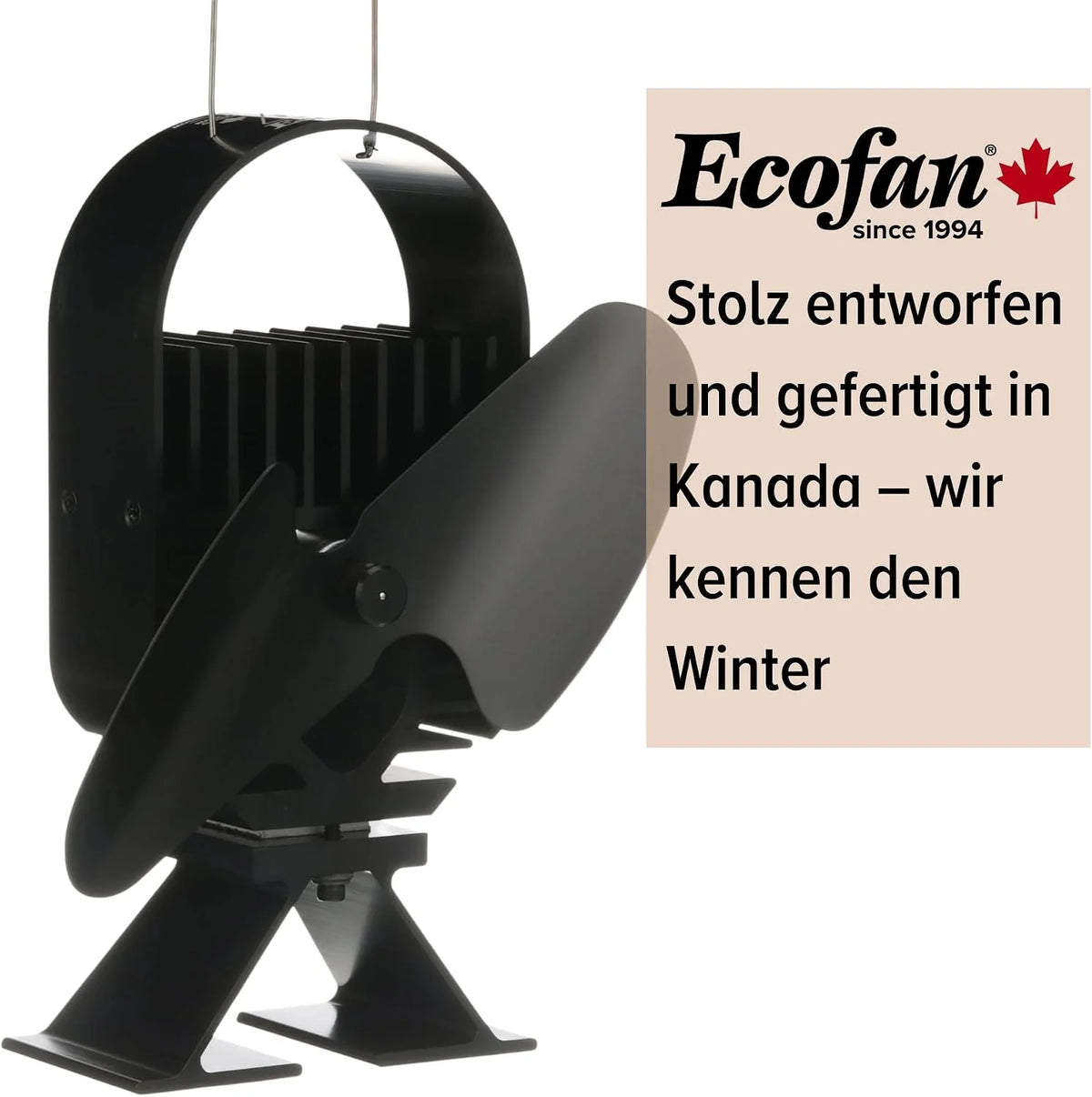 Ecofan Wentylator grzewczy AirDeco I – wydajny, nowoczesny design, technologia niskiej temperatury początkowej, idealny do pieców na drewno, gaz, pellet i steatyt - efektywnie cyrkuluje ciepłe