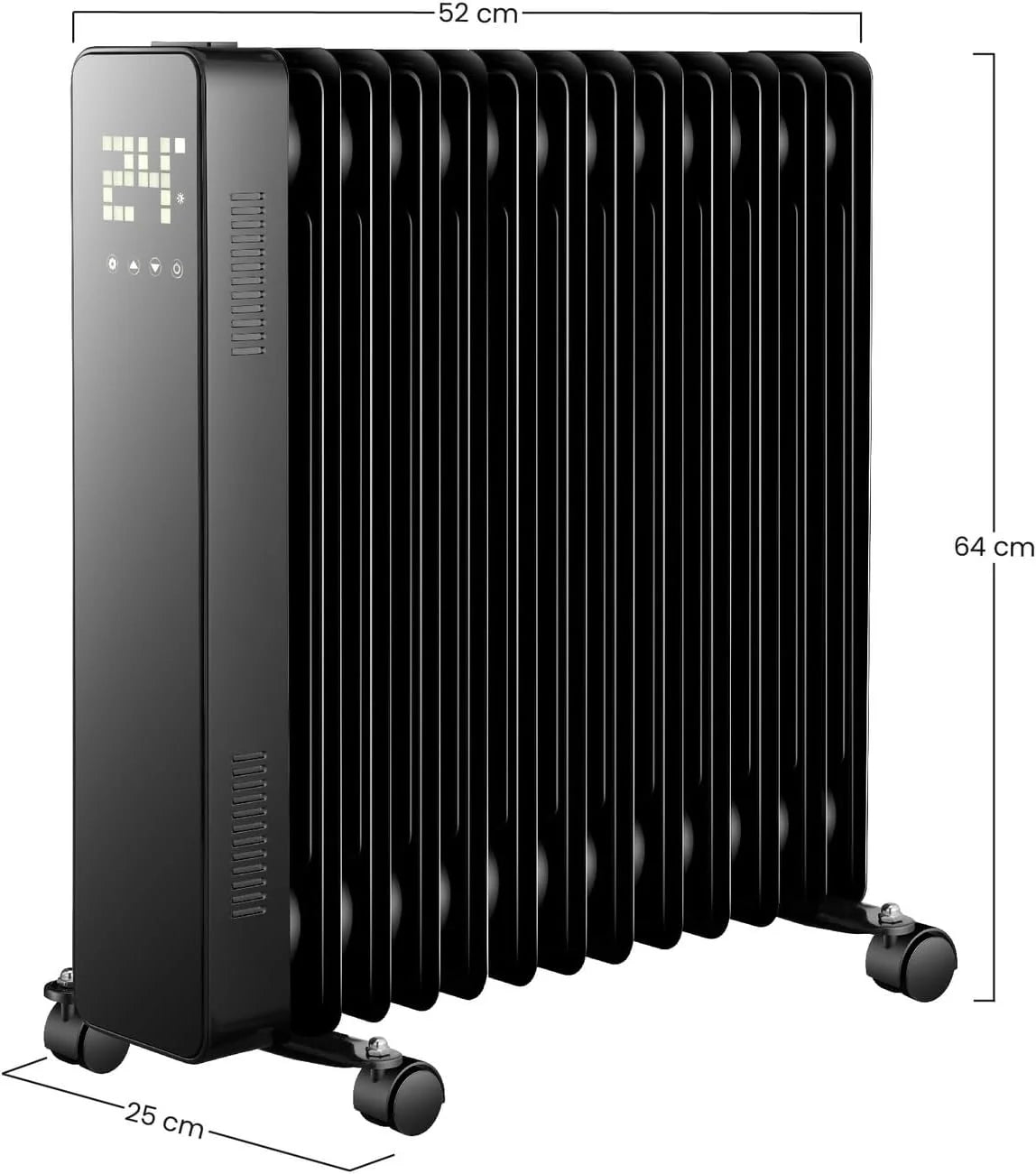 Biały - 13-elementowy elektryczny grzejnik olejowy. Kuchenka elektryczna 240 V w zestawie pilot zdalnego sterowania, funkcja dotykowa, podświetlany wyświetlacz LED. Ogrzewanie elektryczne z kółkami