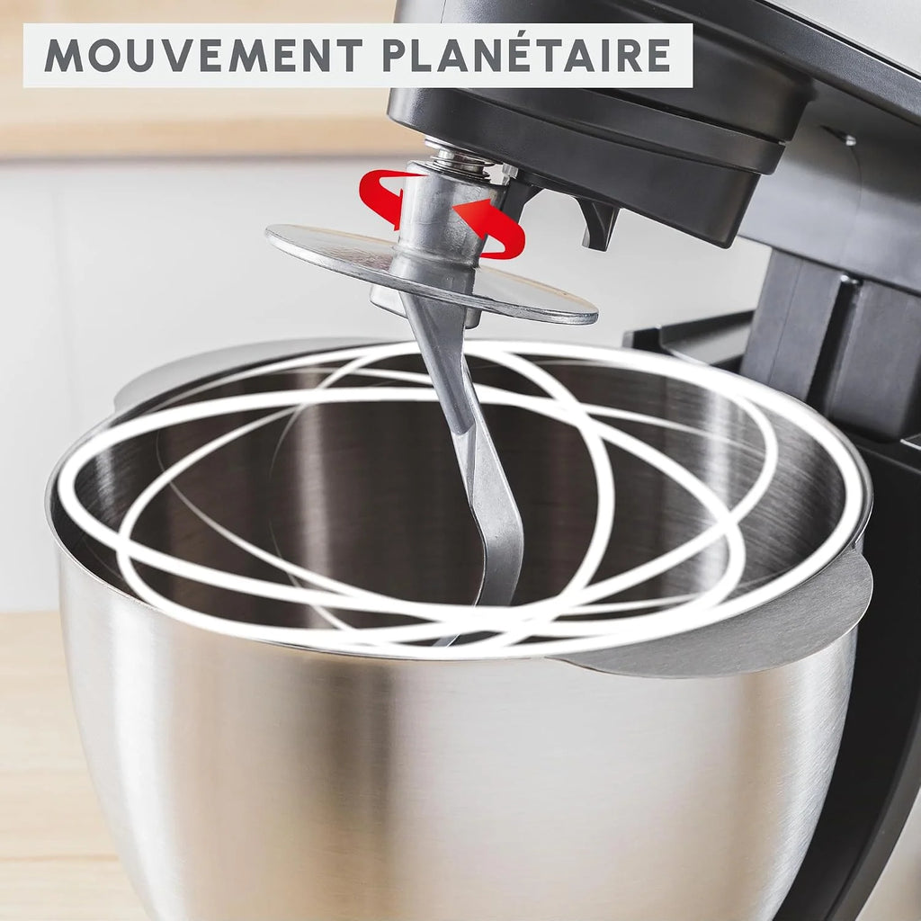 Moulinex Bake Partner Kitchen Machine, wydajny mikser planetarny 1100 W, trwała wydajność, zestaw akcesoriów BakeGood, QA521B25