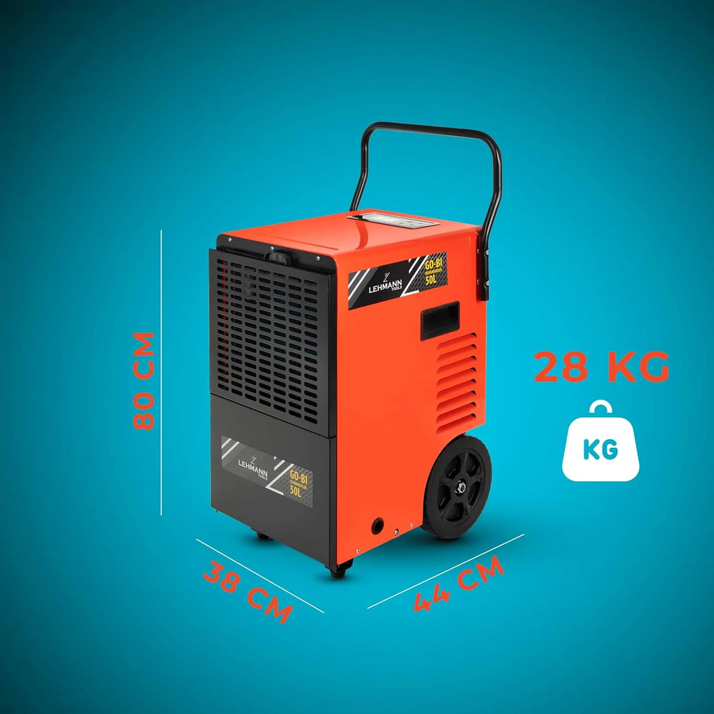 Lehmann LTODH-0950 osuszacz powietrza GO-BI | wydajność osuszania do 50 l/dzień | osuszacz przemysłowy | nadaje się do pomieszczeń i piwnic do 120 m²