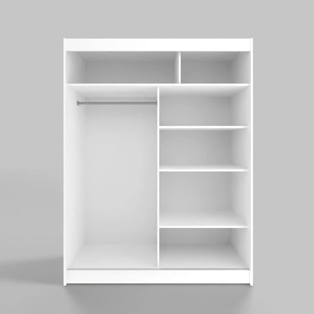 ML Furniture L3 szafa na ubrania z drzwiami przesuwnymi 120 cm z lustrem – meble do sypialni, do przechowywania – szafka wielofunkcyjna – kolor: biały
