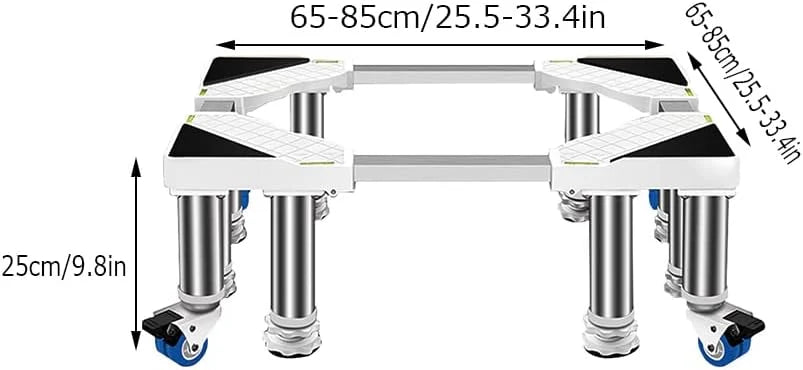 Regulowany stojak na lodówkę do lodówki/zamrażarki side-by-side 25 cm wysokości ruchoma podstawa z 4 kółkami pasuje do modeli 65-85 cm stabilne podium i ramy.