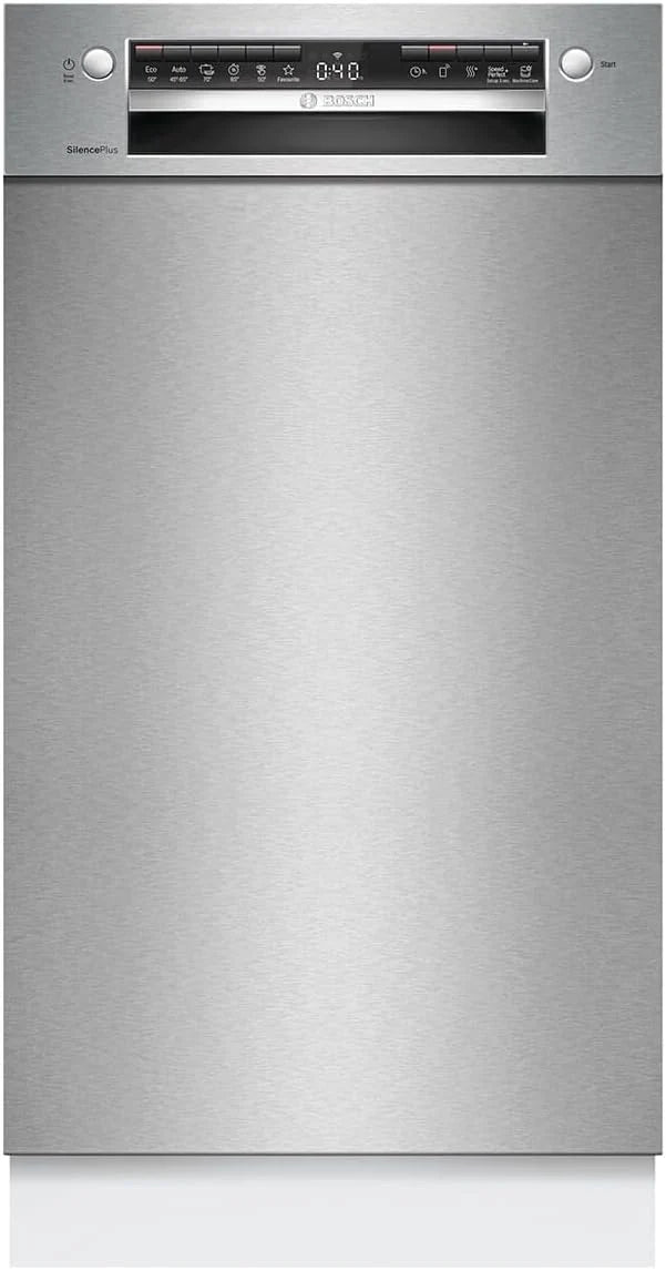 Bosch SPU4HMS10E, seria 4, inteligentna zmywarka do naczyń 45 cm, szuflada na sztućce, ekstra suszenie, SpeedPerfect Plus, higieniczne czyszczenie, asystent programowy, górny kosz z regulacją