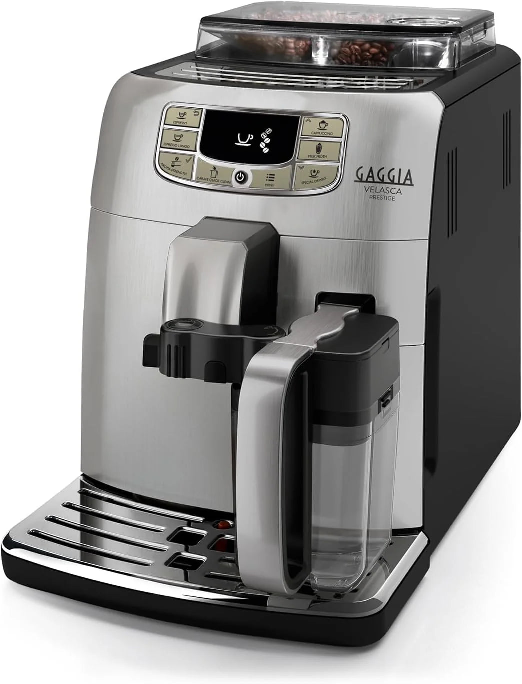 Gaggia Velasca Prestige, automatyczny ekspres do kawy do espresso i cappuccino, ziaren kawy lub mielonej, RI8263/01, srebrny, 100% Made in Italy