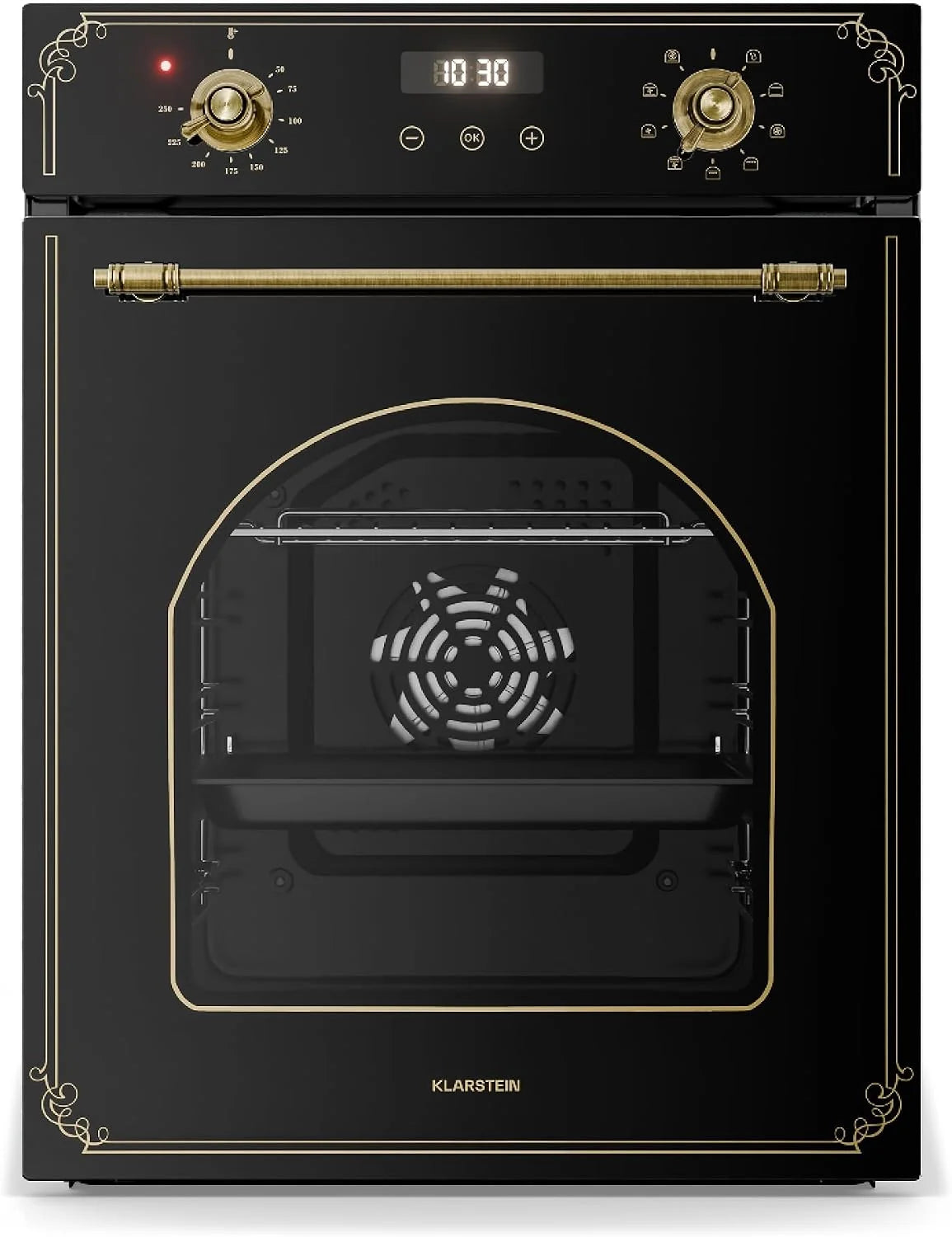 Klarstein Elizabeth Slim Piekarnik Elektryczny Wbudowany – 45 cm, 49 L, 9 Funkcji, Czyszczenie Parą, Cyfrowy Timer, Grill Wentylowany, Czarne Szkło, Klasa Energetyczna A