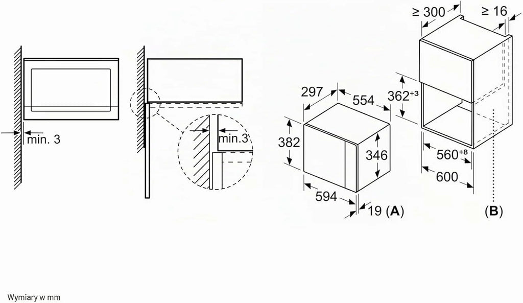 Bosch BFL520MS0 Seria 4 - Zintegrowana kuchenka mikrofalowa, 60 x 38 cm, 21 litrów, stal nierdzewna