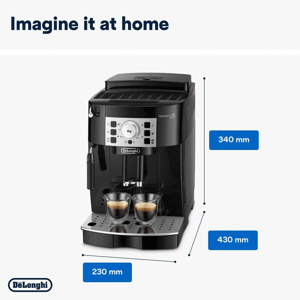 De'Longhi Magnifica S, Automatyczny Ekspres do Kawy Ziarnistej, do Zaparzania Espresso i Cappuccino, ECAM22.110.B, Czarny