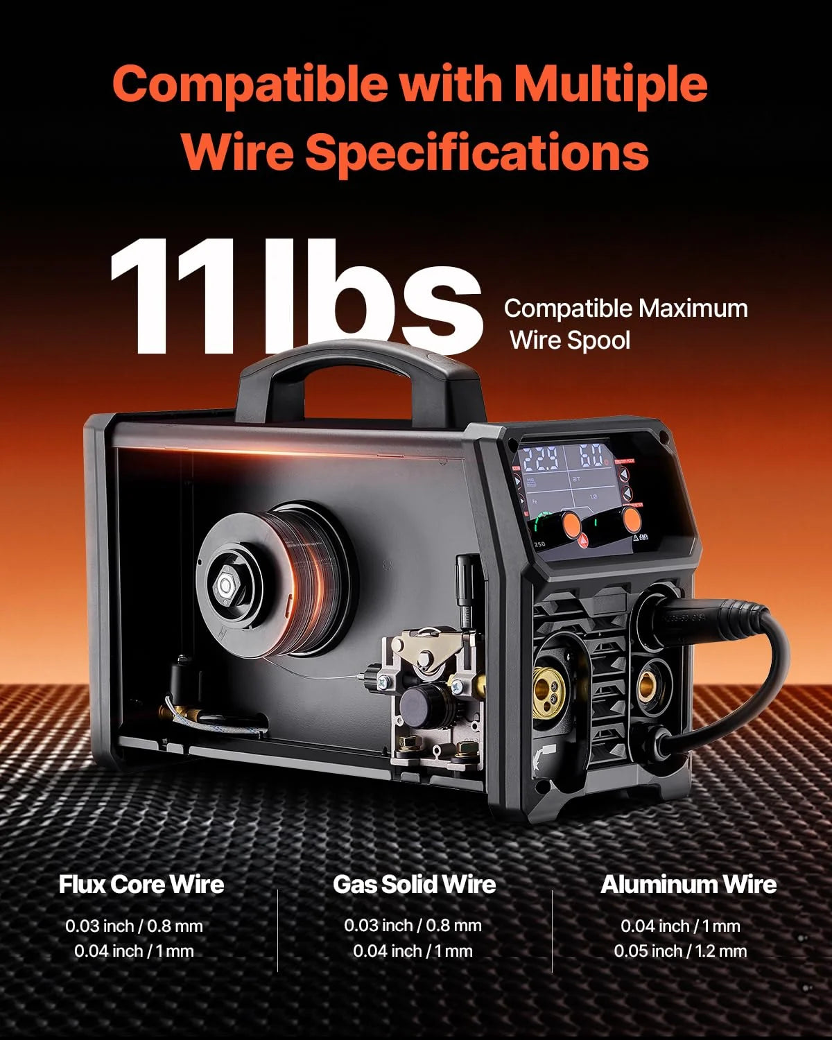 VEVOR Spawarka MIG, 250 A, spawarka synergiczna, przenośna spawarka gazowa MIG, bezgazowa, MMA, 5 w 1, z technologią Inverter IGBT, wyświetlacz LCD, latarka podnosząca TIG nie wchodzi w zakres dostawy