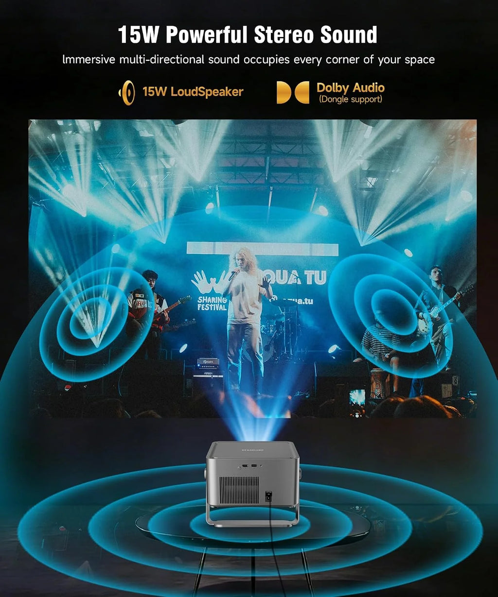 [Google TV & Oficjalne Apps] Projektor Przenośny 800 ANSI, Natywne 1080P