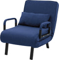 ML-Design Fotel Rozkladany 3 w 1 z Funkcja Spania, Skladany z Regulowanym Oparciem, Rozkladana Sofa dla Gosci, Lózko Jednoosobowe, Stelaz Stalowy, Miekka Tkanina Chenille, Wygodny do Salonu, Niebieski
