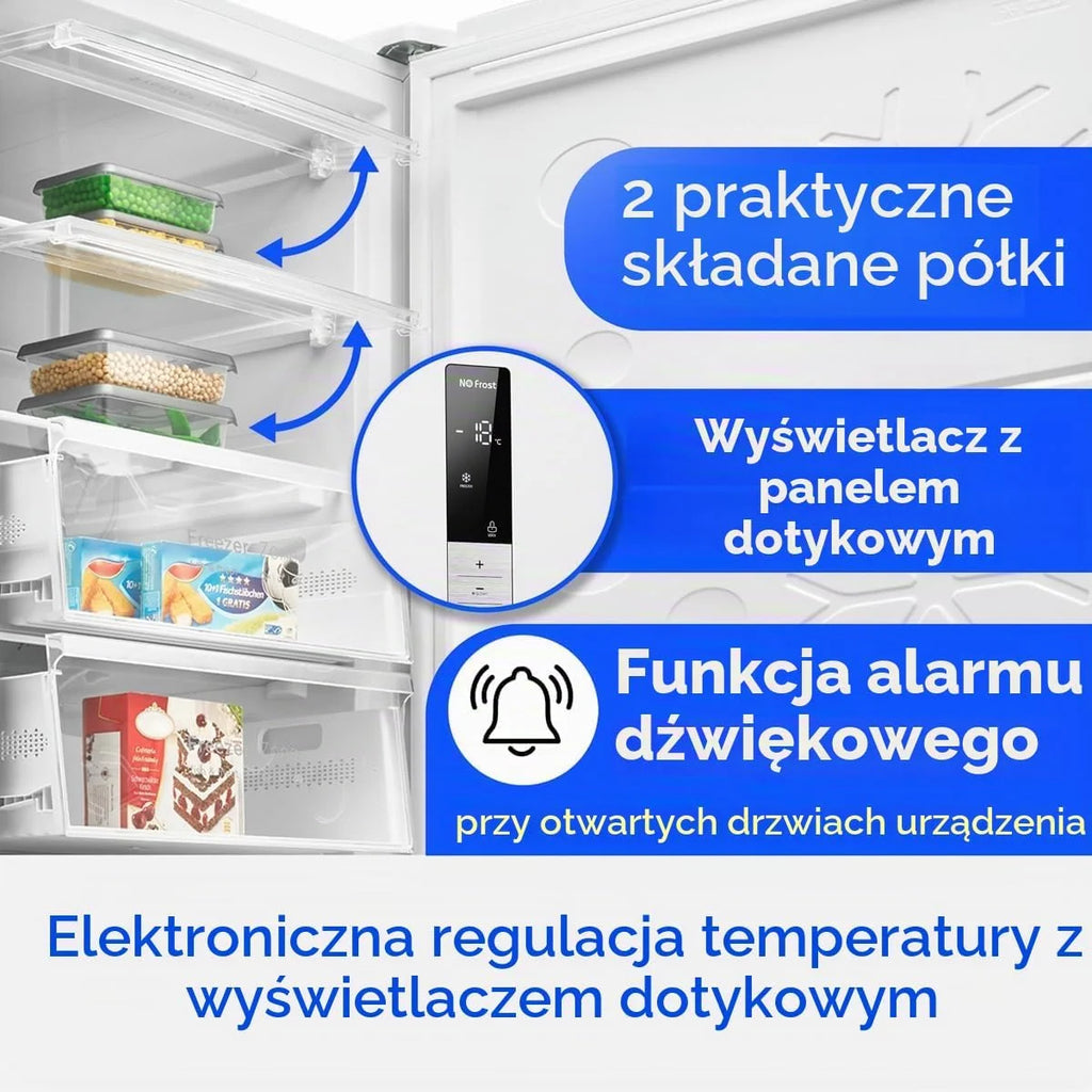 Zamrażarka Bomann® NoFrost, Szerokość 70 cm, 2 w 1 – możliwość przekształcenia w funkcję chłodzenia, Wysokość 186 cm, Klasa energetyczna D, Głęboka zamrażarka, 5 szuflad i 2 komory