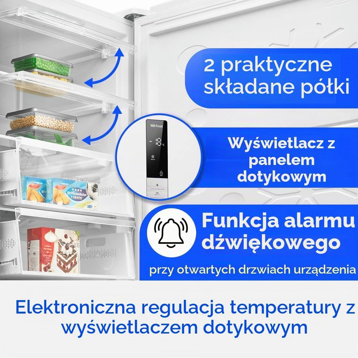 Zamrażarka Bomann® NoFrost, Szerokość 70 cm, 2 w 1 – możliwość przekształcenia w funkcję chłodzenia, Wysokość 186 cm, Klasa energetyczna D, Głęboka zamrażarka, 5 szuflad i 2 komory