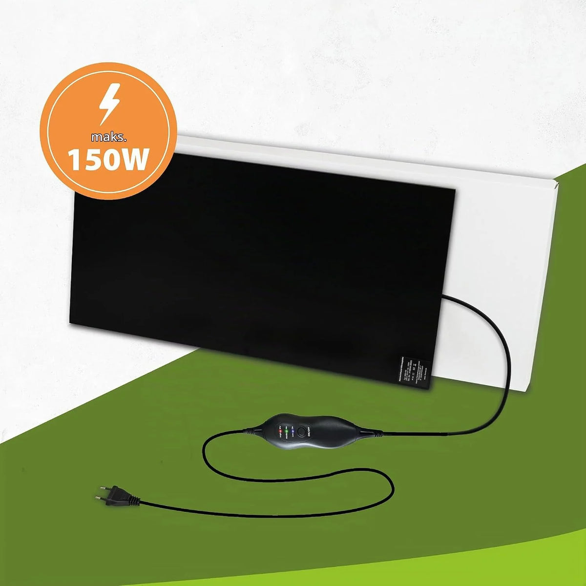 Płyta grzewcza na podczerwień, ogrzewanie biurkowe, 30 x 60 cm, 150 W, ze ściemniaczem do bezstopniowej regulacji, ogrzewanie na podczerwień dla ciepłych nóg, samoprzylepna na biurko / stół roboczy