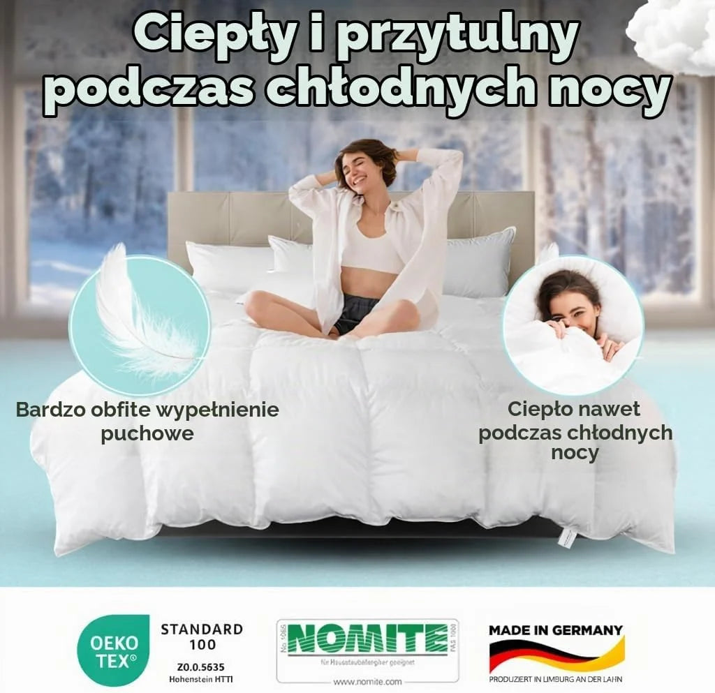 Made in Germany BEFA naturalna kołdra 135 x 200 cm, wykonana z 90% puchu i 10% pierza, kołdra zimowa, nadaje się dla alergików (nomite), certyfikat Öko-Tex 100 klasa 1, certyfikat Downpass