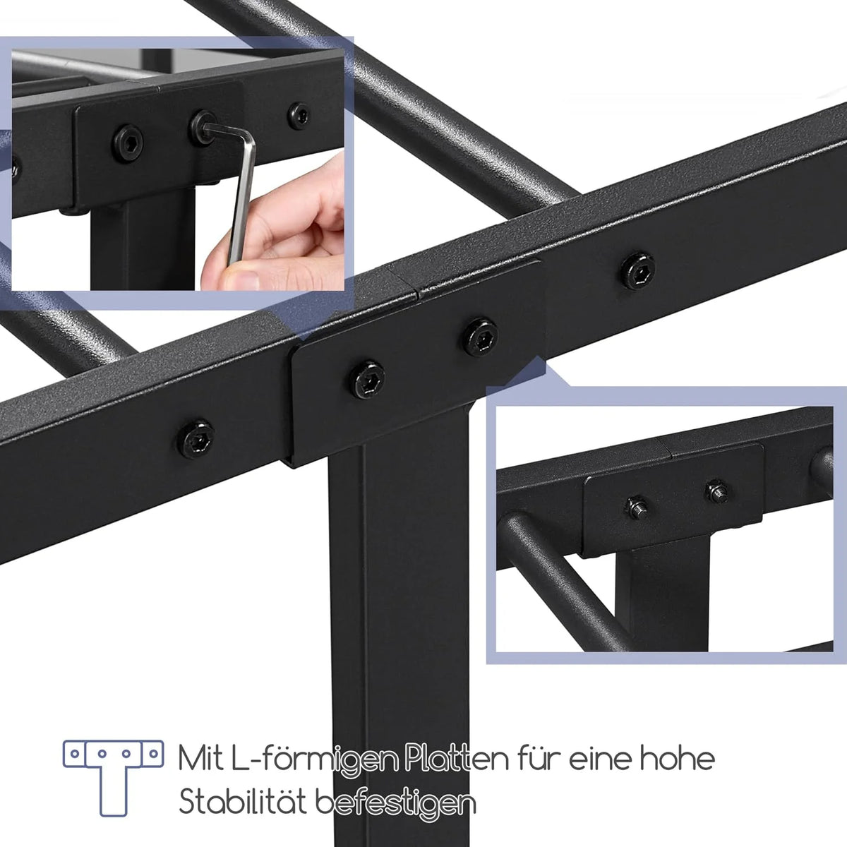 Yaheetech Rama łóżka 160 x 200 cm, metalowe łóżko w stylu vintage z zagłówkiem w kształcie korony, solidna rama łóżka podwójne łóżko wykonane z metalu, łóżko dla gości łóżko dzienne, czarne