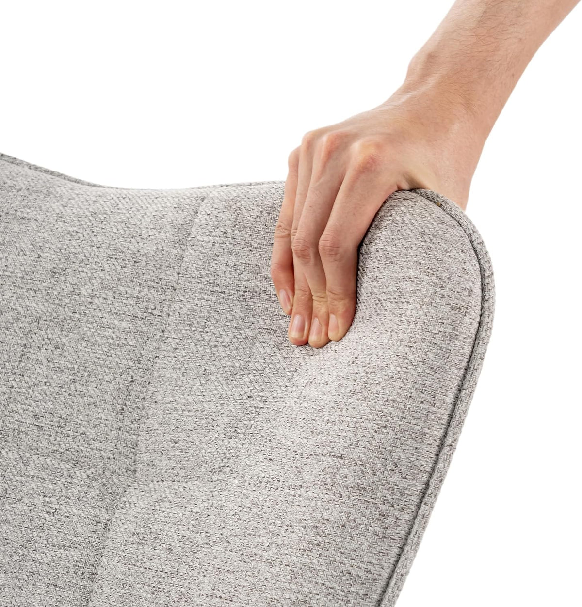 MEUBLE COSY Fotel do salonu krzesło akcentujące z wysokim oparciem skrzydła i wyściełanymi podłokietnikami, drewniane nogi, pojedyncza sofa do czytania sypialni, tkanina, szary
