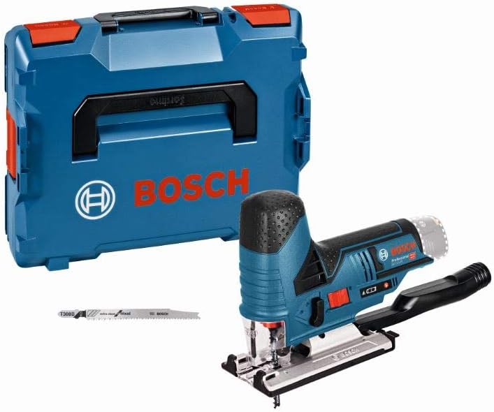 Bosch Professional system 12V: akumulatorowa wyrzynarka GST 12V-70 (2 brzeszczoty, stopka ślizgowa, osłona przeciwodpryskowa, głęb. cięcia w drewnie: 70 mm, walizka L-BOXX)
