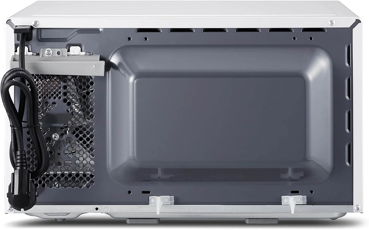 Panasonic NN-E20JWMEBG Kuchenka mikrofalowa ze szklanym talerzem obrotowym, 20 L, 800 W, ustawienie rozmrażania, 5 poziomów mocy, timer, biała