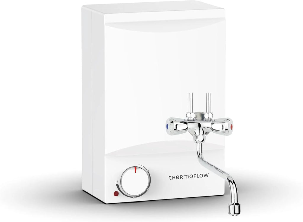 Thermoflow OT 5 Combi zbiornik na stół górny z armaturą niskociśnieniową | bojler ciepłej wody 5 l | elektryczny bojler ciepłej wody G 1/2" przyłącze | 35-75 °C | 65 °C w 10 min.