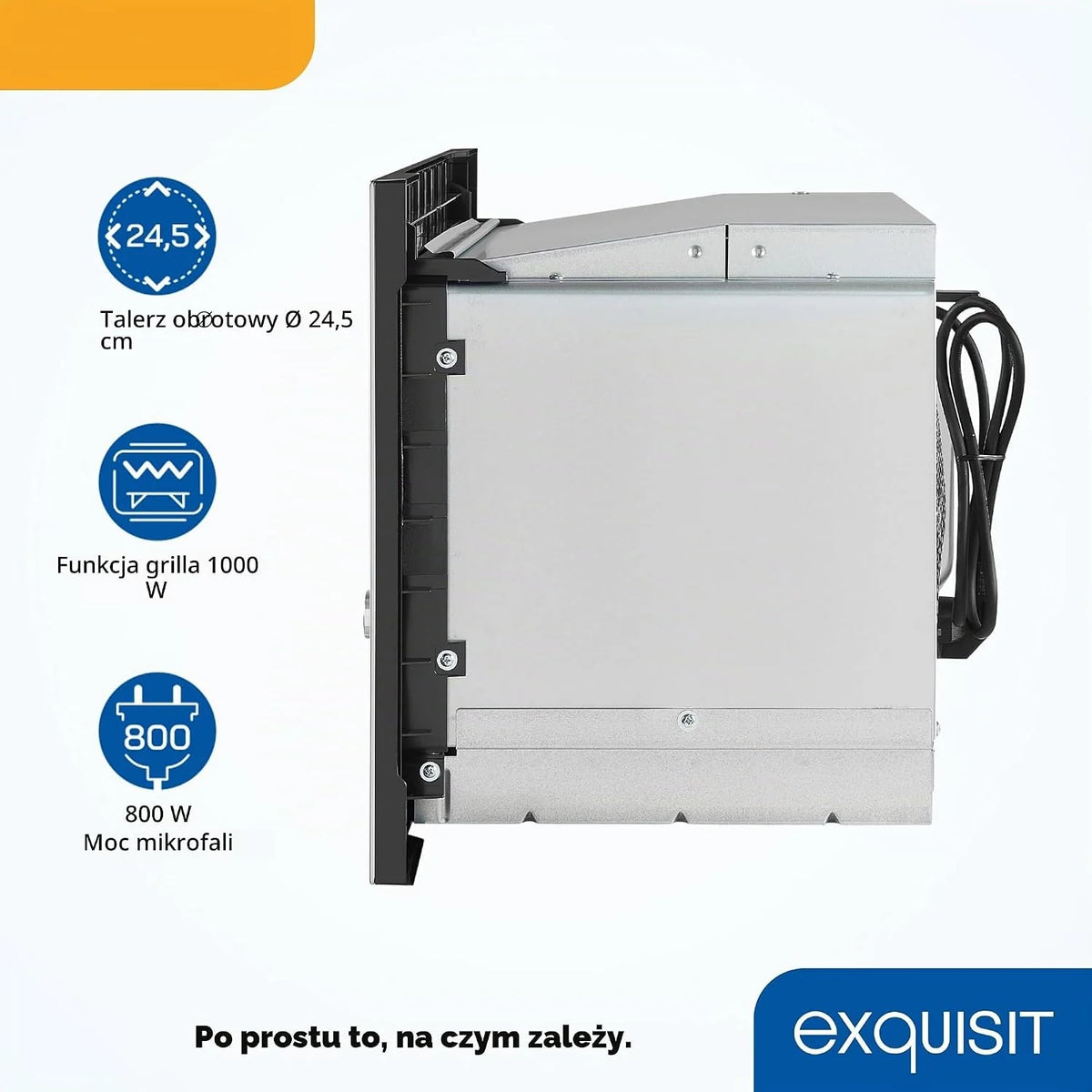 Exquisit EMW 20,1 G kuchenka mikrofalowa do zabudowy | pojemność 20 l | 800 W | Inoxlook | moc grilla 1000 W | 5 poziomów mocy | timer | talerz obrotowy: Ø 24,5 cm | 8 programów gotowania samochodu |