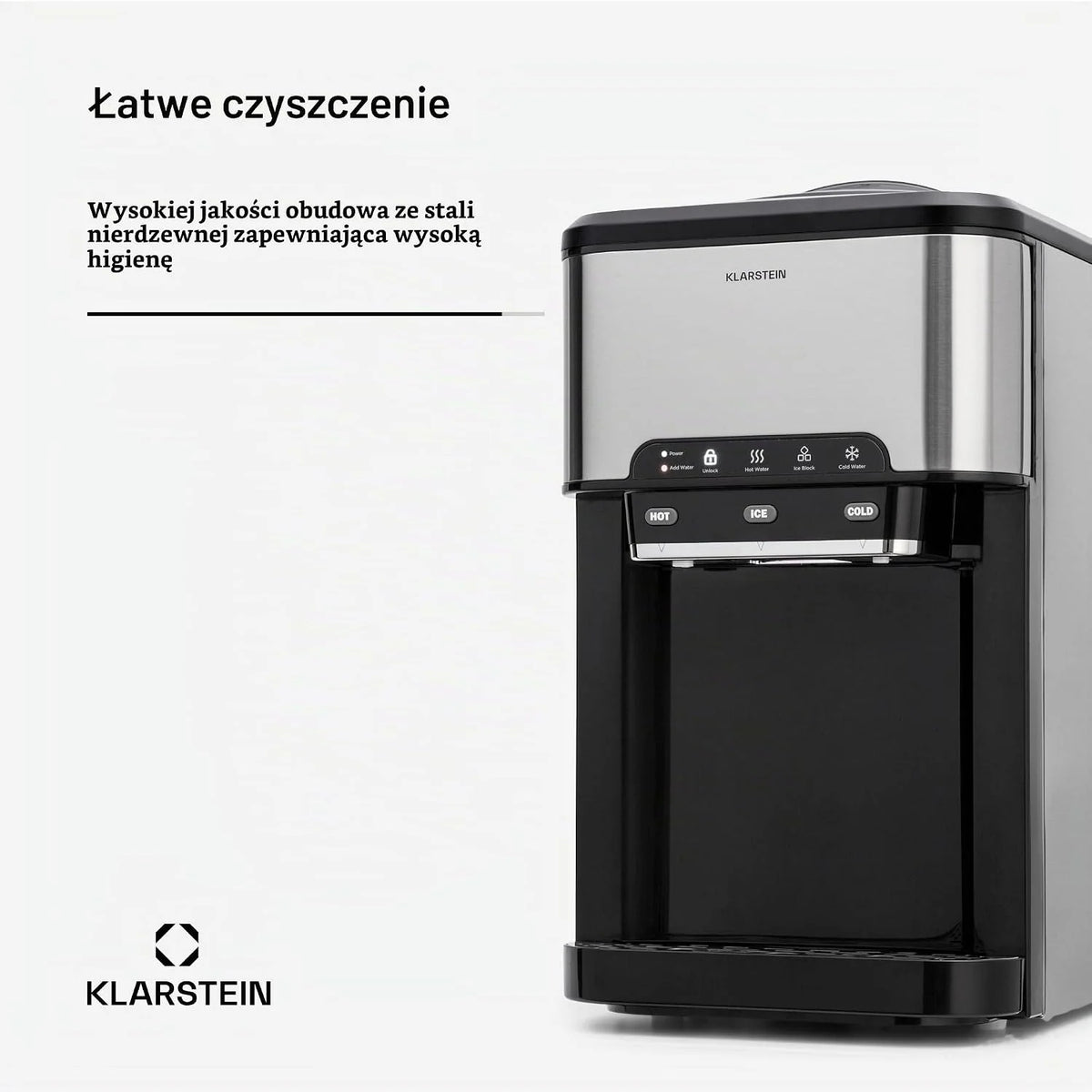 Klarstein Mała, profesjonalna kostkarka do lodu, do domu, na kemping, do gastronomii, do dużych i małych, przezroczystych kostek lodu, samoczyszcząca, z pojemnikiem na kostki lodu 3 l, 20 kg/24 h
