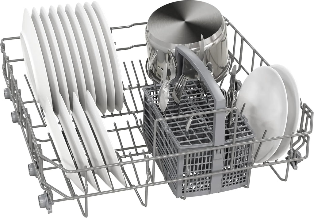 Bosch SMU2HTS08E seria 2, zmywarka do zabudowy, 60 cm, Smart Start, poziom higieny dla Eco 50°C i intensywny 70°C, AquaStop, program do pobrania, Silence on żądanie, Home Connect, stal szczotkowana