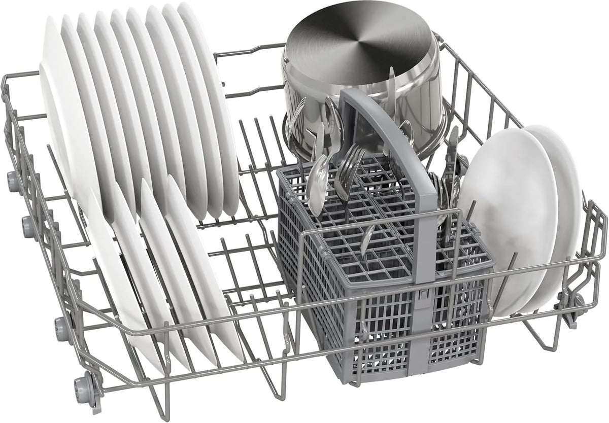 Bosch SMU2HTS08E seria 2, zmywarka do zabudowy, 60 cm, Smart Start, poziom higieny dla Eco 50°C i intensywny 70°C, AquaStop, program do pobrania, Silence on żądanie, Home Connect, stal szczotkowana