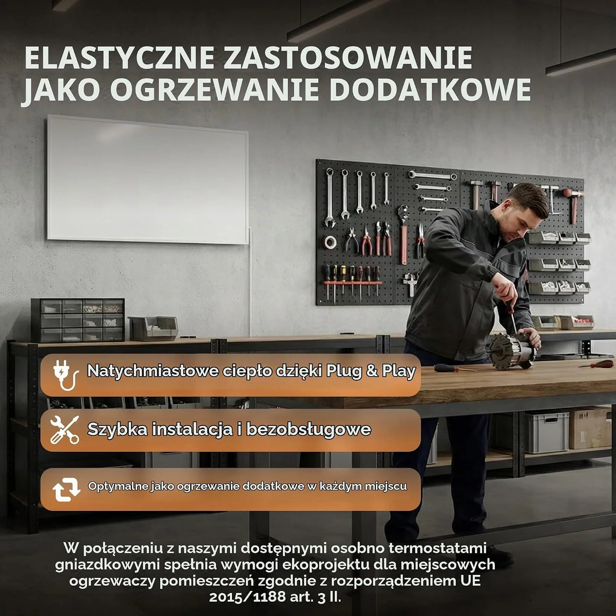 BRINGER Ogrzewanie na podczerwień - ogrzewanie elektryczne na podczerwień z ochroną przed przegrzaniem - element grzewczy CarbonCrystal - najnowsza technologia - termostat, WLAN, Smart Home