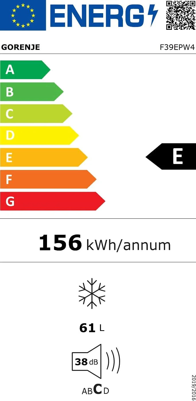 Gorenje F 39 EPW4 zamrażarka wolnostojąca 61 l, 2 szuflady, wysokość 84,2 cm, klasa efektywności energetycznej: E
