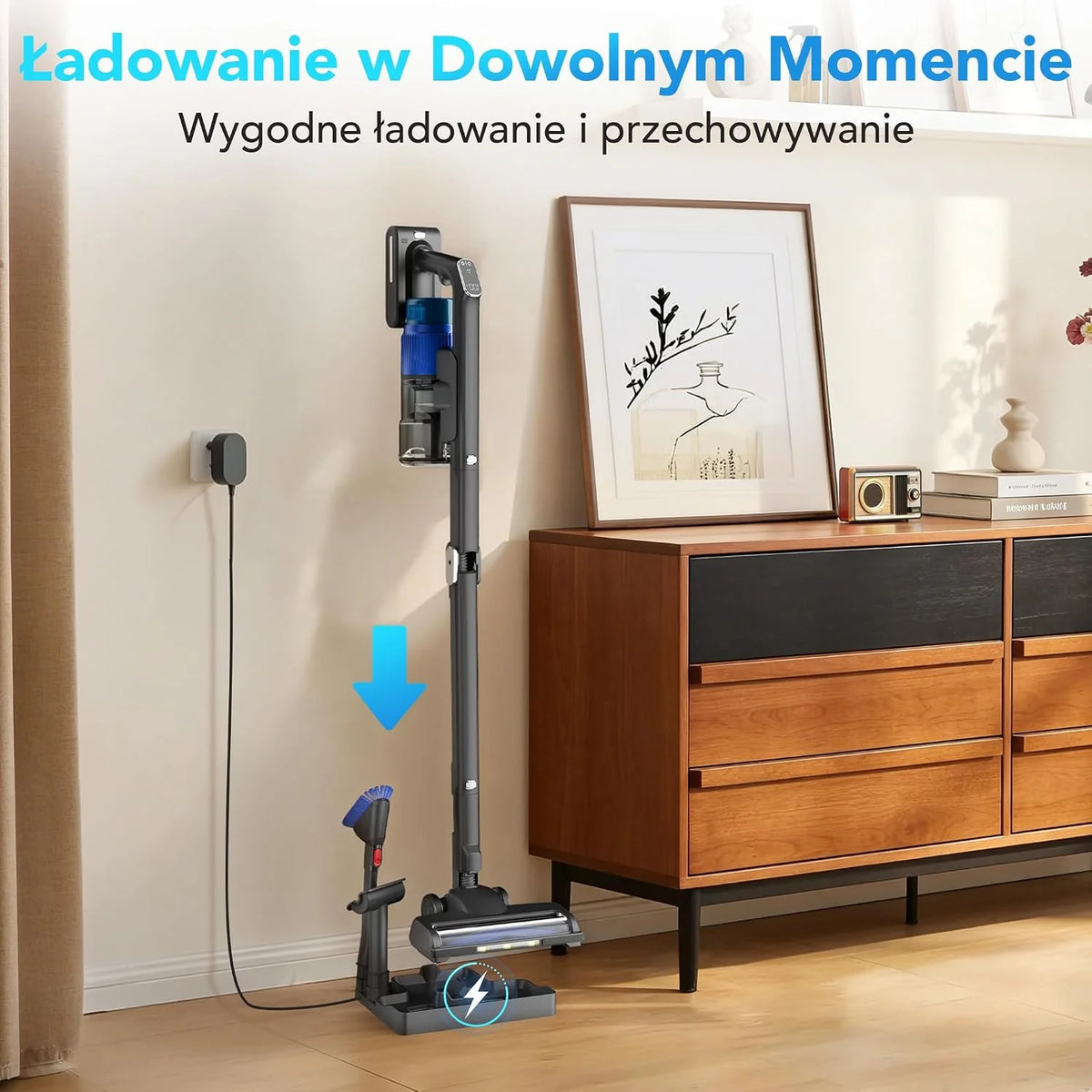 Greenote GSC80 Bezprzewodowy Odkurzacz Pionowy 45KPa/600W, ze Stacją Ładowania, Czas Pracy do 60 Min, Składana Rura, Ekran Dotykowy, Szczotka Anti-Tangle do Sierści Zwierząt, Dywany i Twarde Podłogi
