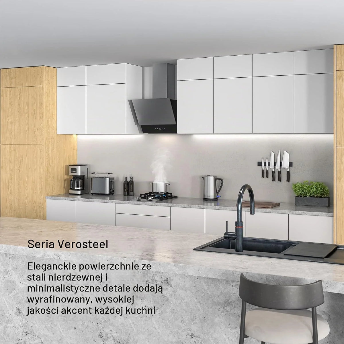 Klarstein Okap kuchenny, Verosteel 45 cm – okap skośny, 624 m³/h, energooszczędny A++, dotykowy, LED, cichy, ze stali nierdzewnej i szkła, filtr przystosowany do mycia w zmywarce