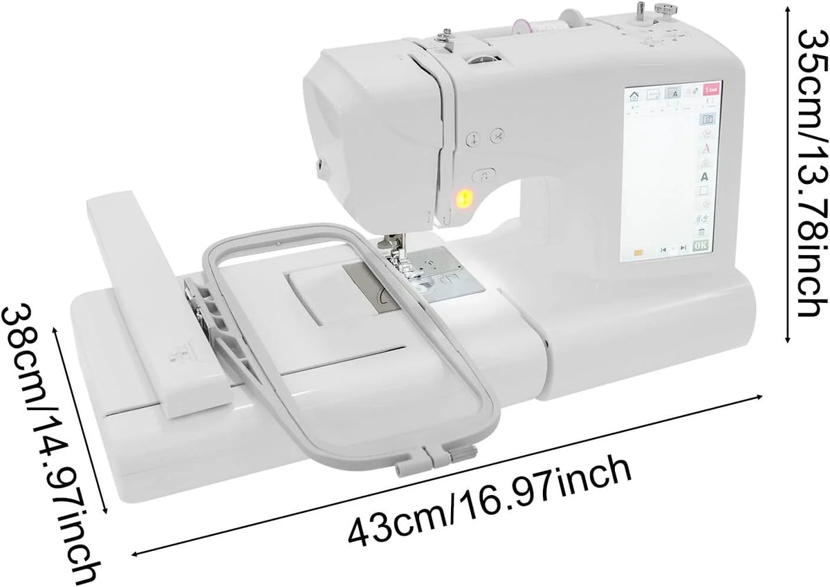Hafciarka, sterowana komputerowo, maszyna do haftowania i szycia, zakres haftowania 100 x 235 mm, automatyczna maszyna do haftowania z 7-calowym ekranem dotykowym LCD (100-240 V, 50/60 Hz