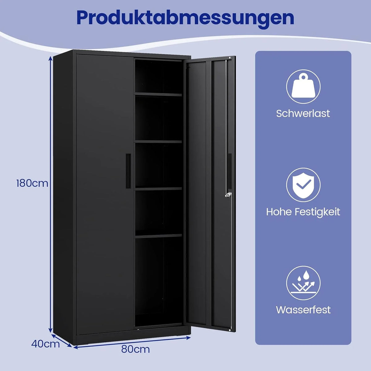 COSTWAY Szafa na dokumenty, zamykana na klucz, 180 cm, metalowa szafka z