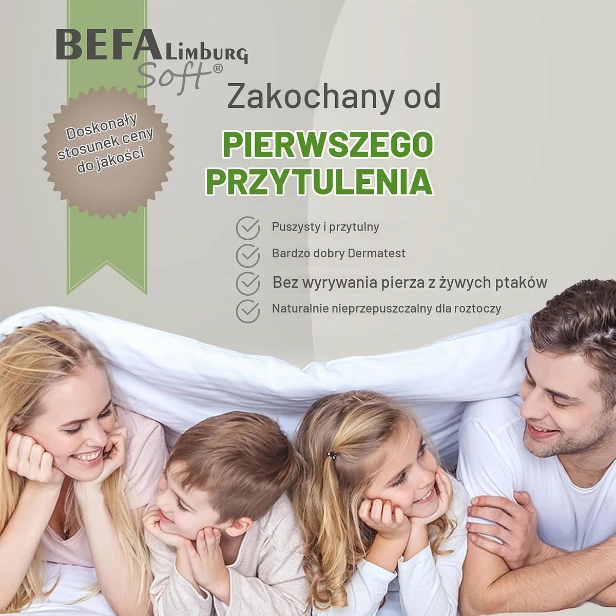 Kołdra puchowa, całoroczna, 240 x 220 cm, 90% pierza i 10% puchu, oddychająca i łatwa w pielęgnacji, dla alergików (NOMITE), dobrostan zwierząt (DOWNPASS), Oeko-Tex