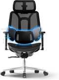 Hbada E3 Air Ergonomiczny Fotel Biurowy – Dynamiczne Wsparcie Lędźwiowe 3-Strefowe, Regulowany Zagłówek 3D, Regulowane Podłokietniki 3D, Obrotowy, Bez Podnóżka, Czarny