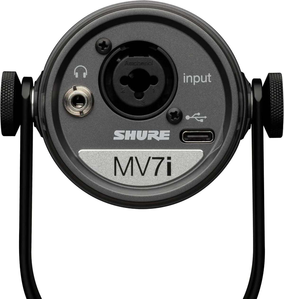 Shure Mikrofon MV7i Smart Podcast + Wbudowany Interfejs Audio – Zestaw Sprzętu z 2 Kanałami dla Podwójnych Mikrofonów XLR lub Mikrofon + Instrumenty XLR - Bezpośrednie Połączenie USB-C z PC/Telefonem