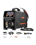 VEVOR Spawarka MIG, 200 A, spawarka synergiczna, przenośna spawarka wieloprocesowa MIG bezgazowa MMA Lift TIG 4 w 1, wydajny spawacz z technologią inwertera IGBT, wyświetlacz LCD