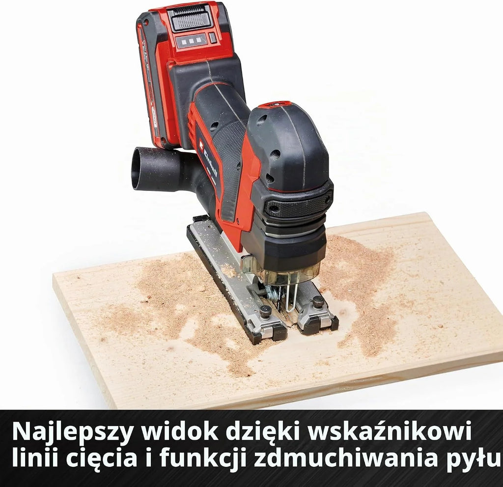Einhell Power X-Change akumulatorowa wyrzynarka – silnik bezszczotkowy 18 V, głębokość cięcia 135 mm, długość skoku 26 mm, profesjonalna elektryczna piła wyrzynarkowa TP-JST 18/135 Li z 3 ostrzami