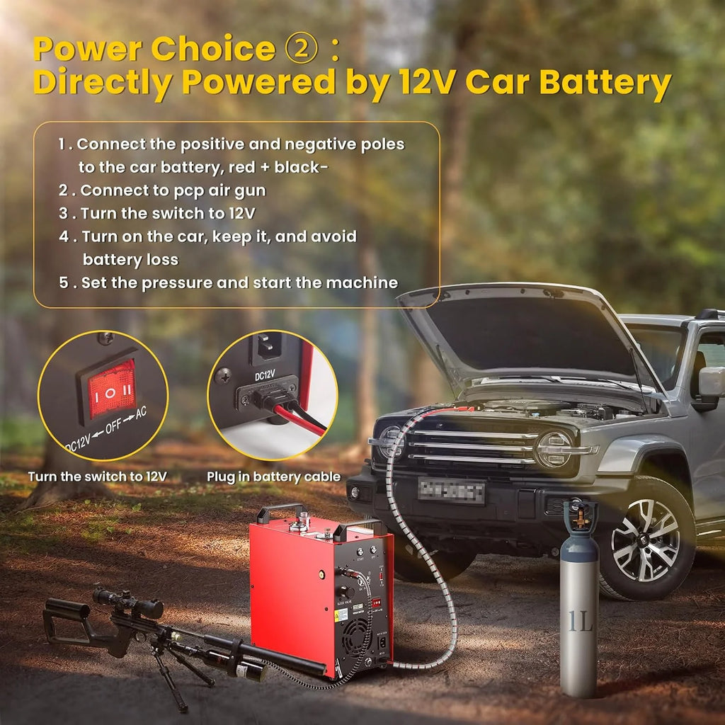 GX PUMP CS4-I Przenośna sprężarka powietrza PCP, kompresor pcp,mocny silnik 350 W, maks. 5800 Psi/40 Mpa, wbudowany konwerter domowy, chłodzenie wody i wentylatorów, 5 godzin ciągłej pracy
