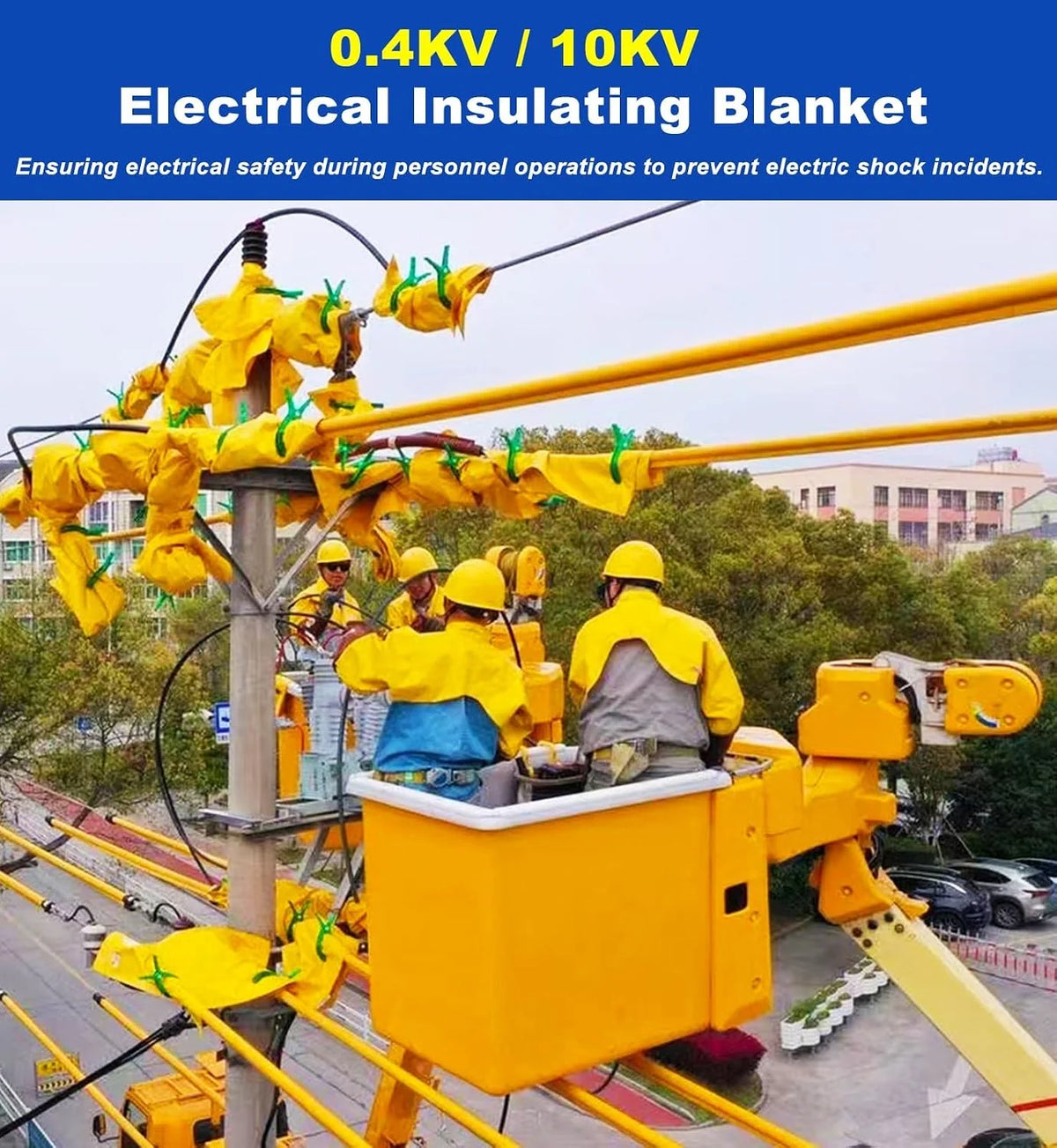 Koc izolacyjny wysokiego napięcia, 0,4 kV-10 kV, sprzęt bezpieczeństwa z żywicy EVA, do prac elektrycznych, zawiera 2 zaciski – 39.4 x 31.5 in / 100 x 80 cm