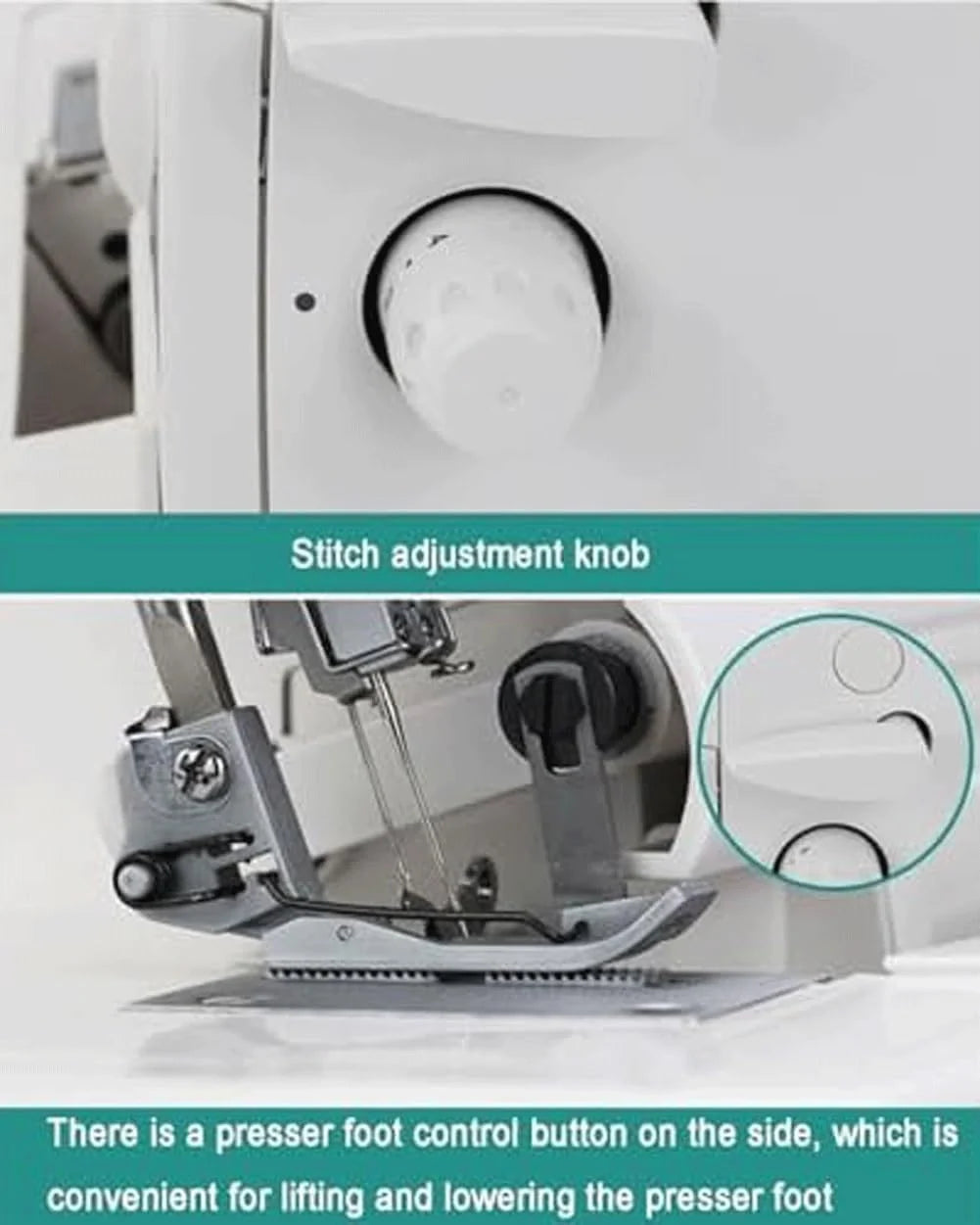Wszechstronny 2-3-4 nici Heavy Duty Coverstitch & Overlock Serger, z pułapką wykończeniową i zatrzaskowymi stopkami, regulowany miernik ściegu dla początkujących i profesjonalistów