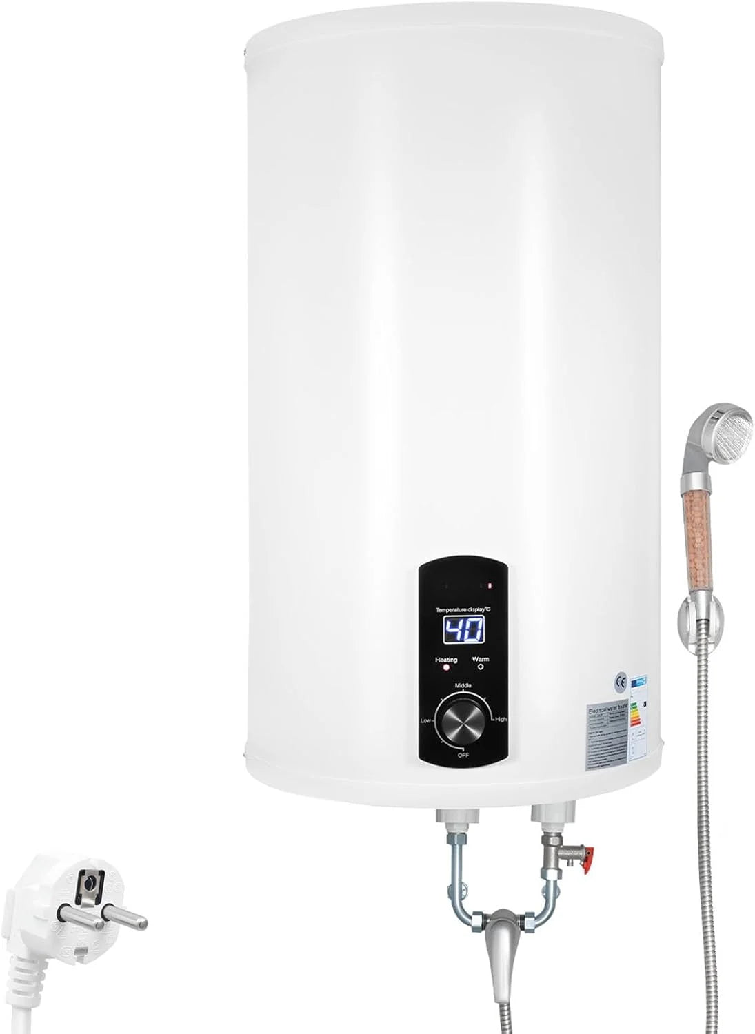 Elektryczny bojler, 70 litrów, bojler na gorącą wodę, 2000 W, 220 V, zawieszenie ścienne, elektryczny bojler, energooszczędny, moc grzewcza, bojler, emaliowany pojemnik wewnętrzny, wyświetlacz